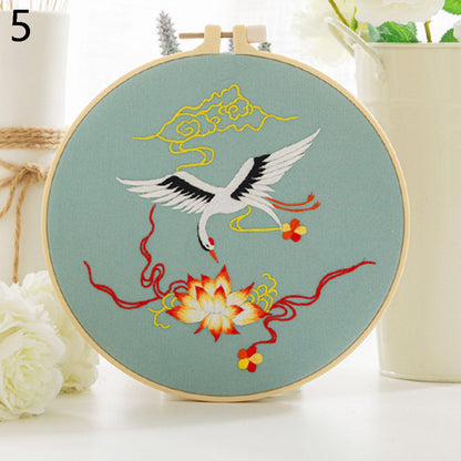 1Pc No Hoop Chinese DIY Flowers Embroidery Kit