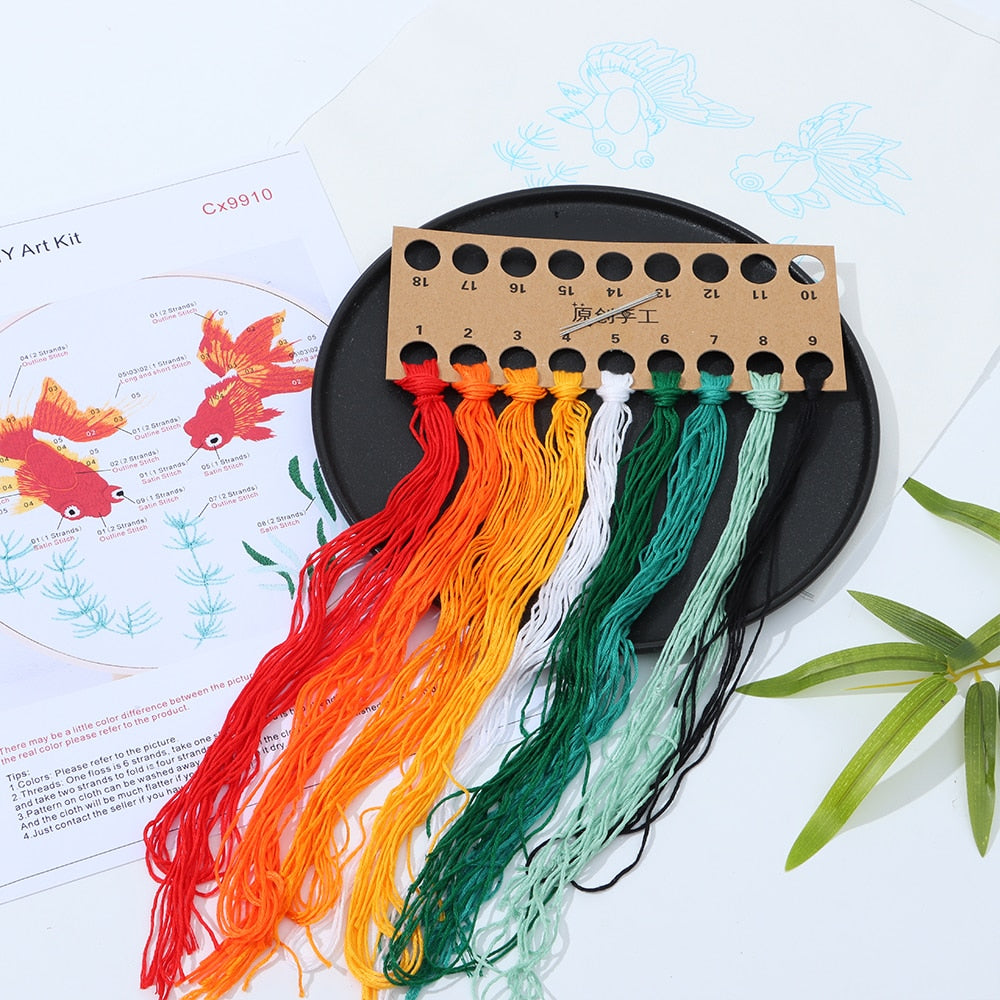 DIY Flower Pattern Printed Embroidery Kit