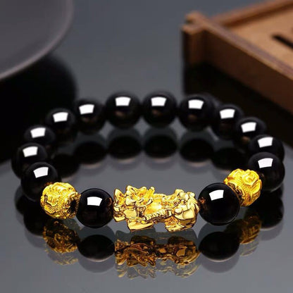 Feng Shui Mens Lucky Prayer Beads Pixiu Bracelet
