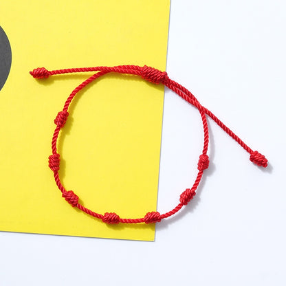 Pulseras de hilo rojo de buena suerte de 7 nudos