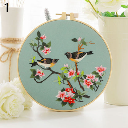 1Pc No Hoop Chinese DIY Flowers Embroidery Kit