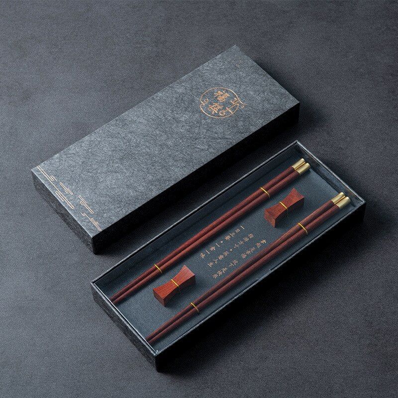 Premium Natural Red SandalWood Chinese Chopsticks Gift Box