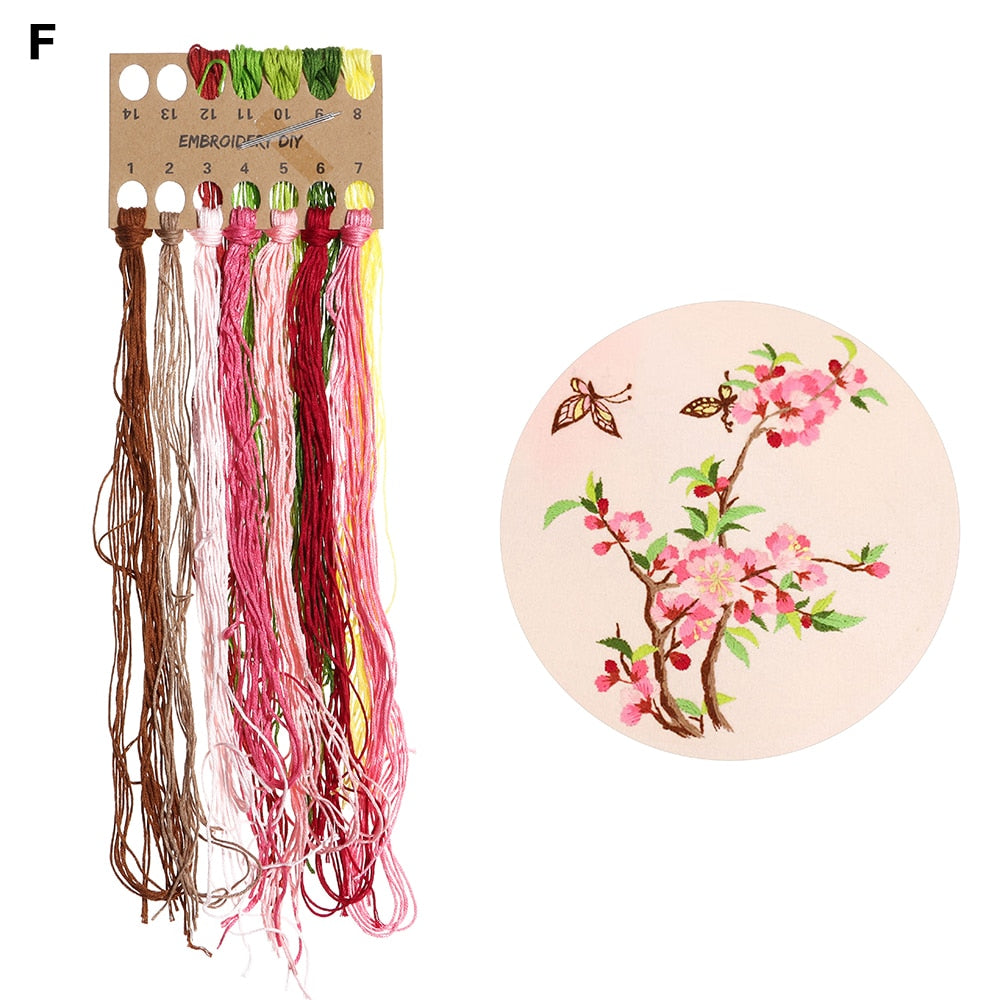 DIY Flower Pattern Printed Embroidery Kit