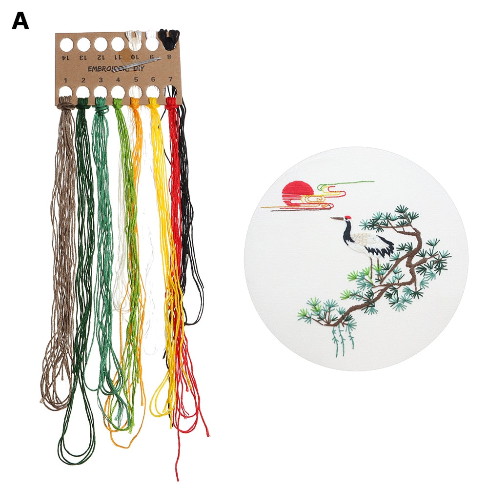DIY Flower Pattern Printed Embroidery Kit