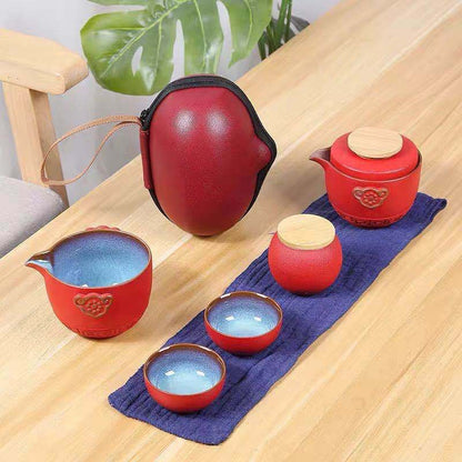 Chinese Ceramic Travel Kung Fu Tea Set