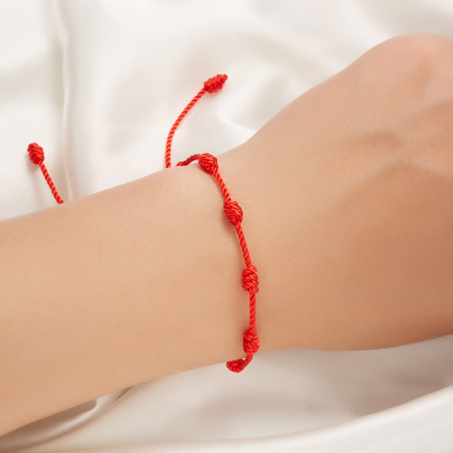 Pulseras de hilo rojo de buena suerte de 7 nudos