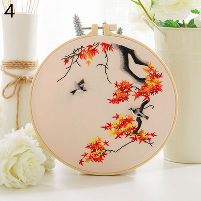 1Pc No Hoop Chinese DIY Flowers Embroidery Kit