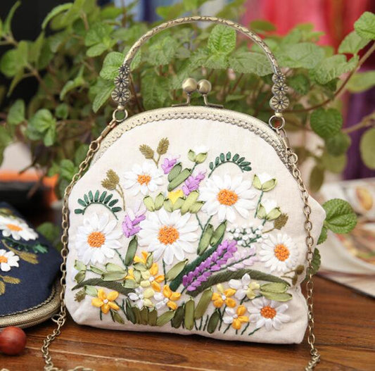 3D DIY Handmade Ribbon Embroidery Bag