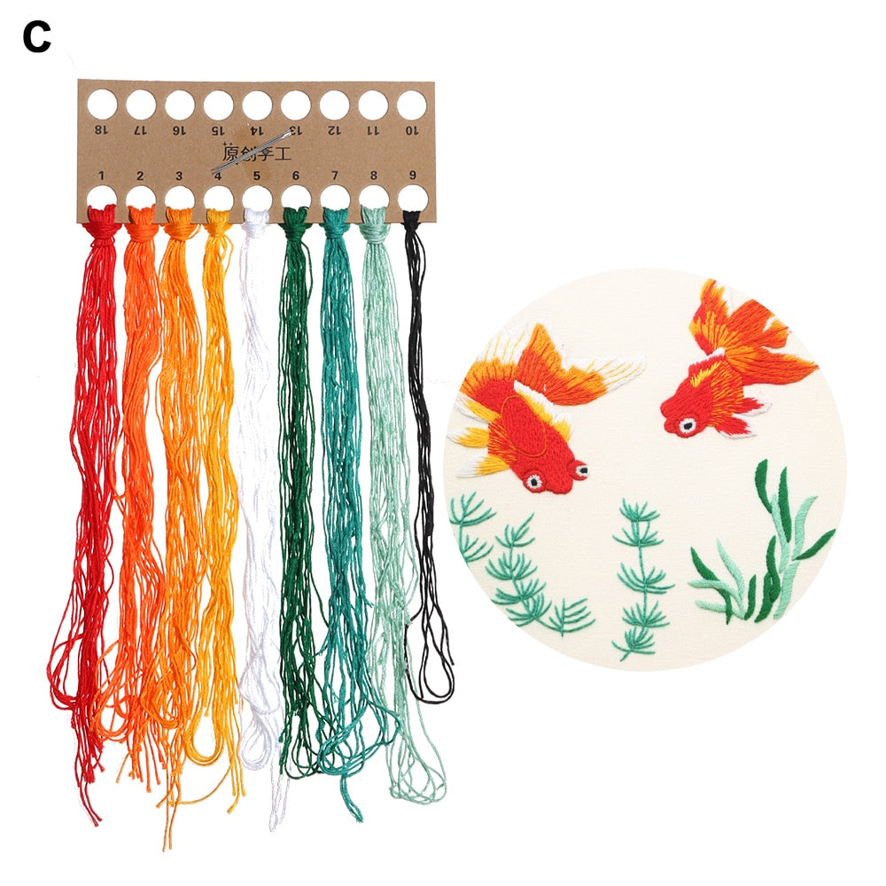 DIY Flower Pattern Printed Embroidery Kit