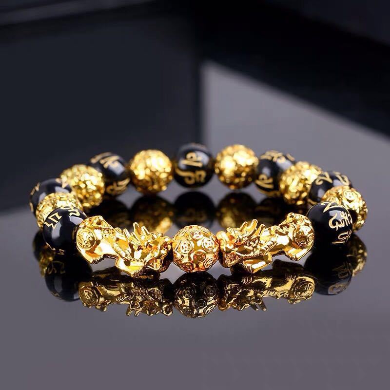 Feng Shui Mens Lucky Prayer Beads Pixiu Bracelet