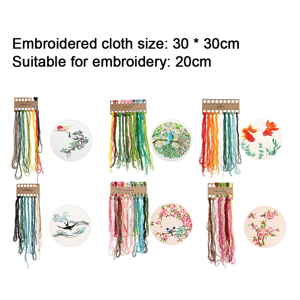 DIY Flower Pattern Printed Embroidery Kit