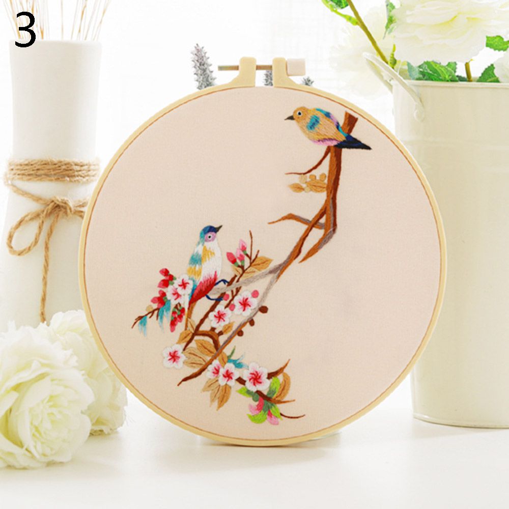 1Pc No Hoop Chinese DIY Flowers Embroidery Kit