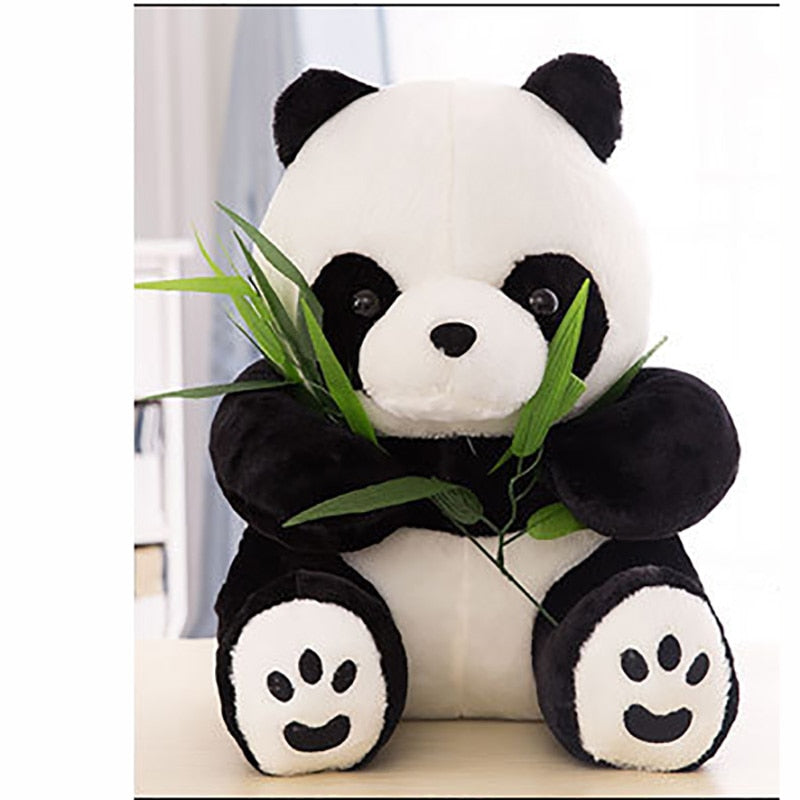 Cute Panda with Bamboo Plush Toy