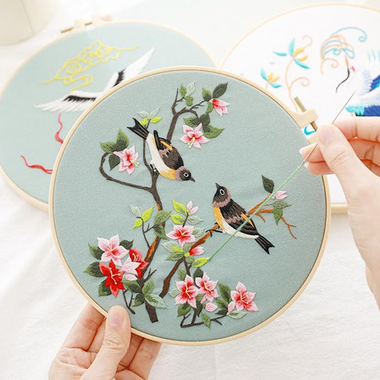 1Pc No Hoop Chinese DIY Flowers Embroidery Kit