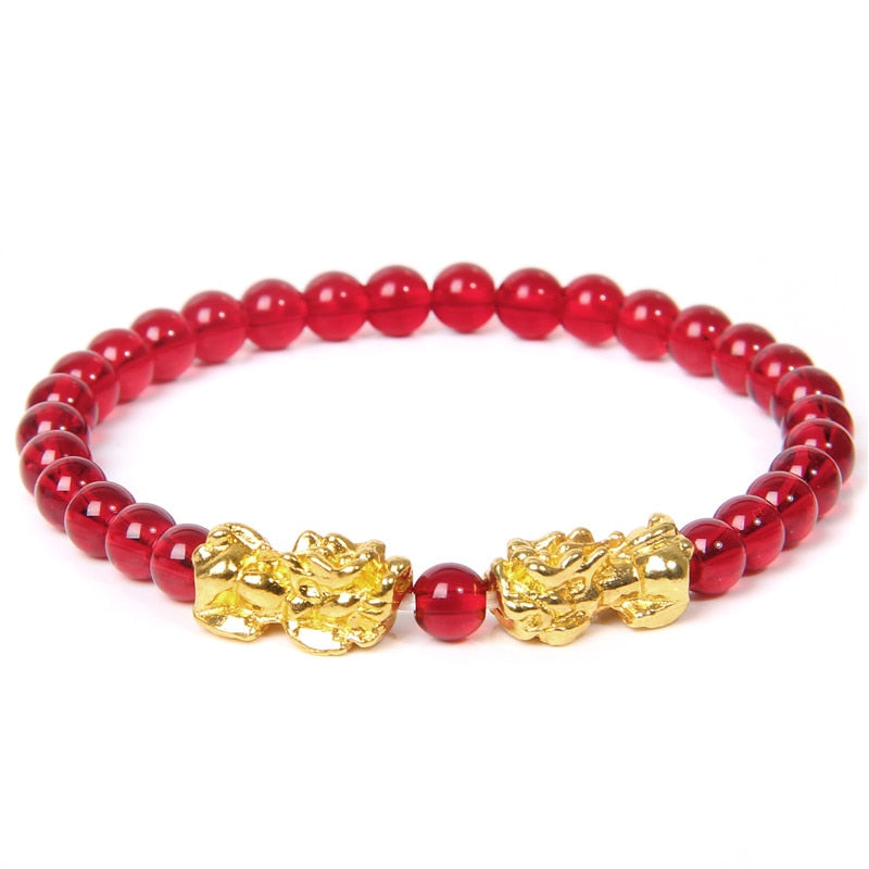 Feng Shui Stone Beads Pixiu Bracelet Pink
