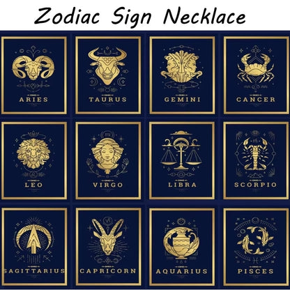 Zodiac Vintage Sign Necklace Constellation Chain