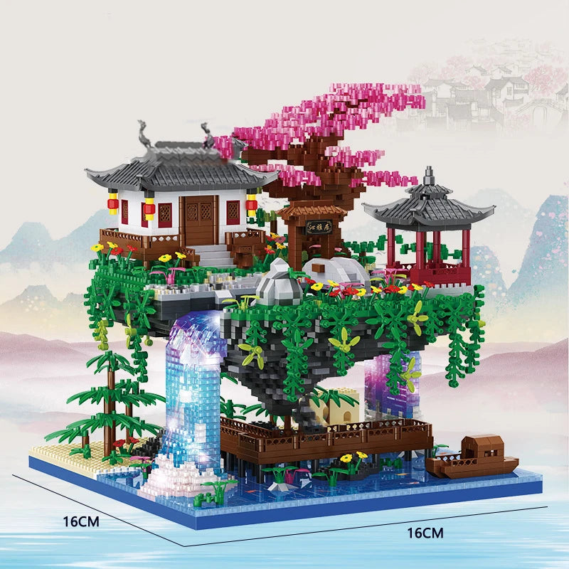 Cherry Flower Chinese Ancient Style Architecture Building Blocks
