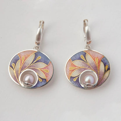 Pendientes pintados de esmalte retro chino