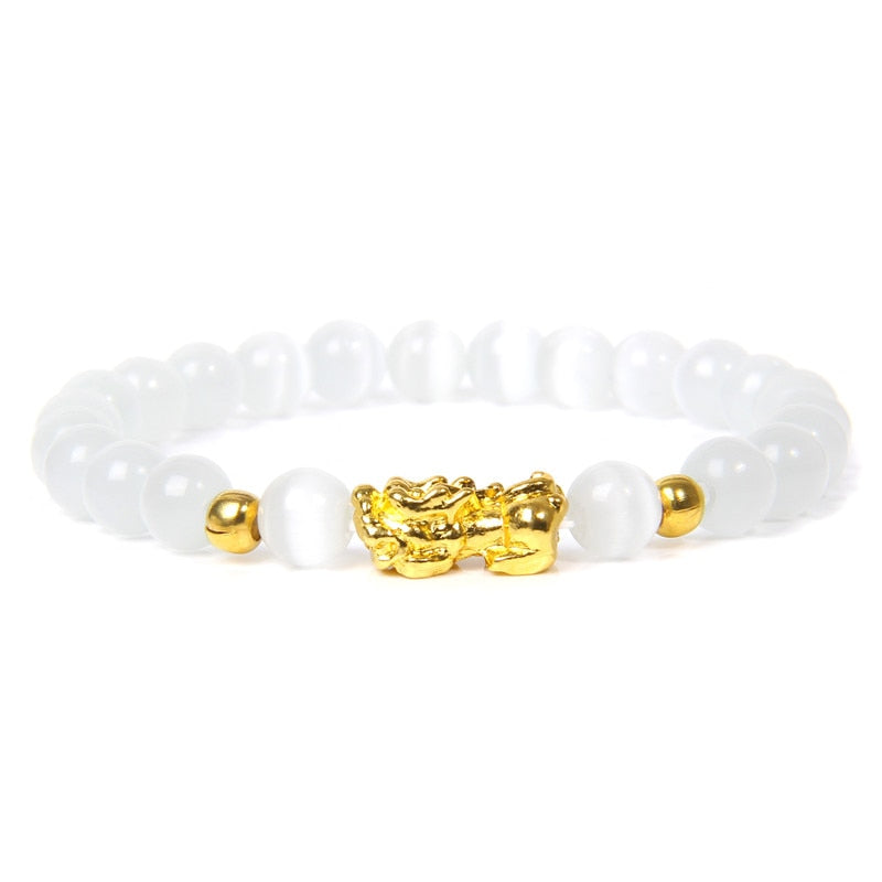 Feng Shui Stone Beads Pixiu Bracelet Pink