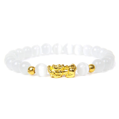 Feng Shui Stone Beads Pixiu Bracelet Pink