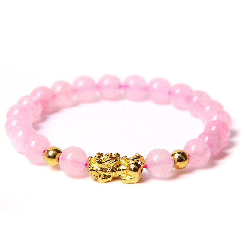 Feng Shui Stone Beads Pixiu Bracelet Pink
