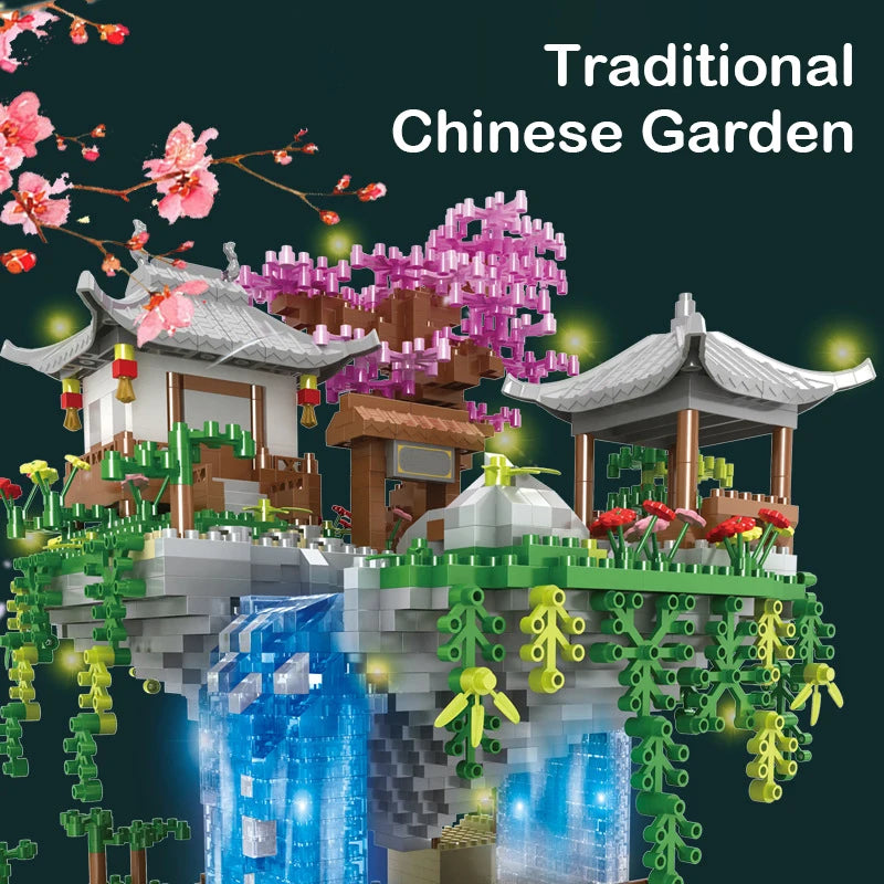 Cherry Flower Chinese Ancient Style Architecture Building Blocks