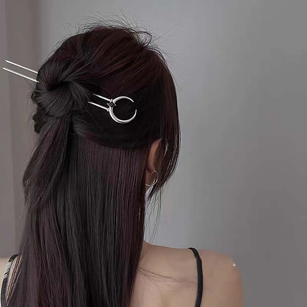 Horquilla de media luna para mujer, barra de pelo en forma de U de estilo antiguo
