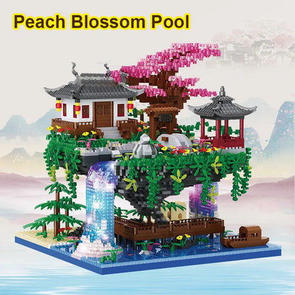 Cherry Flower Chinese Ancient Style Architecture Building Blocks