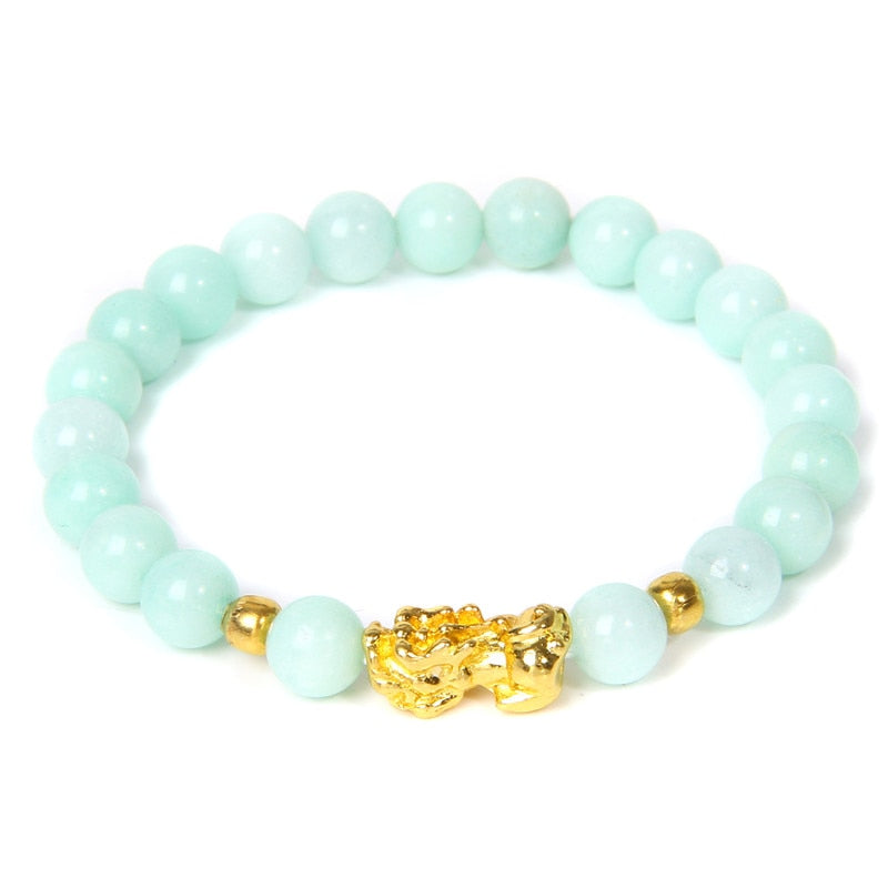 Feng Shui Stone Beads Pixiu Bracelet Pink