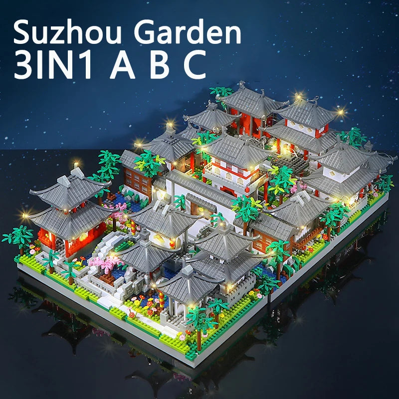 Cherry Flower Chinese Ancient Style Architecture Building Blocks