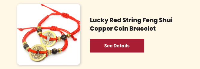 Lucky Red String Feng Shui Copper Coin Bracelet